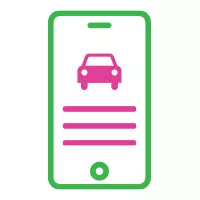 Icon showing a car booking on an app